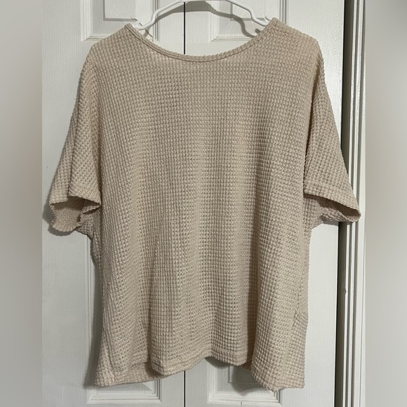 SHEIN LUNE Tie Back Batwing Sleeve Tee Cream Size 12 (XL) NWOT Womens - Picture 7 of 11